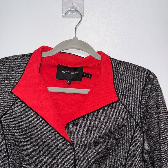 Lafayette 148 New York Womens Wool Blend Blazer Jacket Red & Black Size 8 - Picture 4 of 8